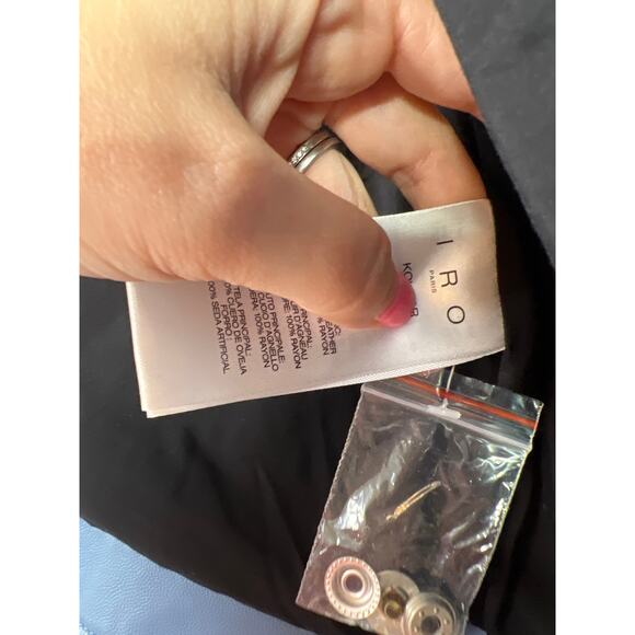 NEW Iro Lamb Leather Kolmar Cropped Moto Jacket Women's Light Blue Size: 10 - Picture 5 of 7